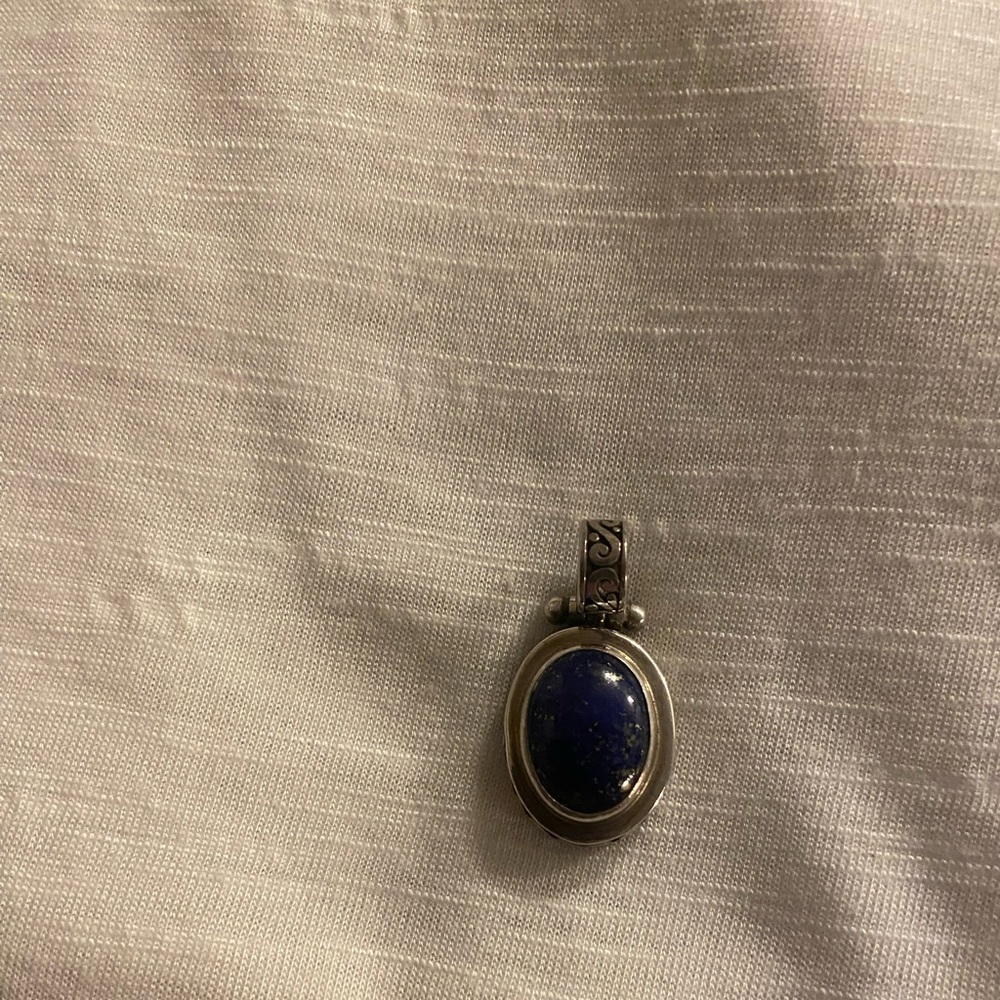 Silver Pendant with Blue Stone
